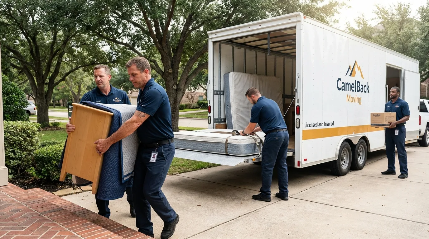 Crew loading residential truck for cross-state move from Erwin, NC