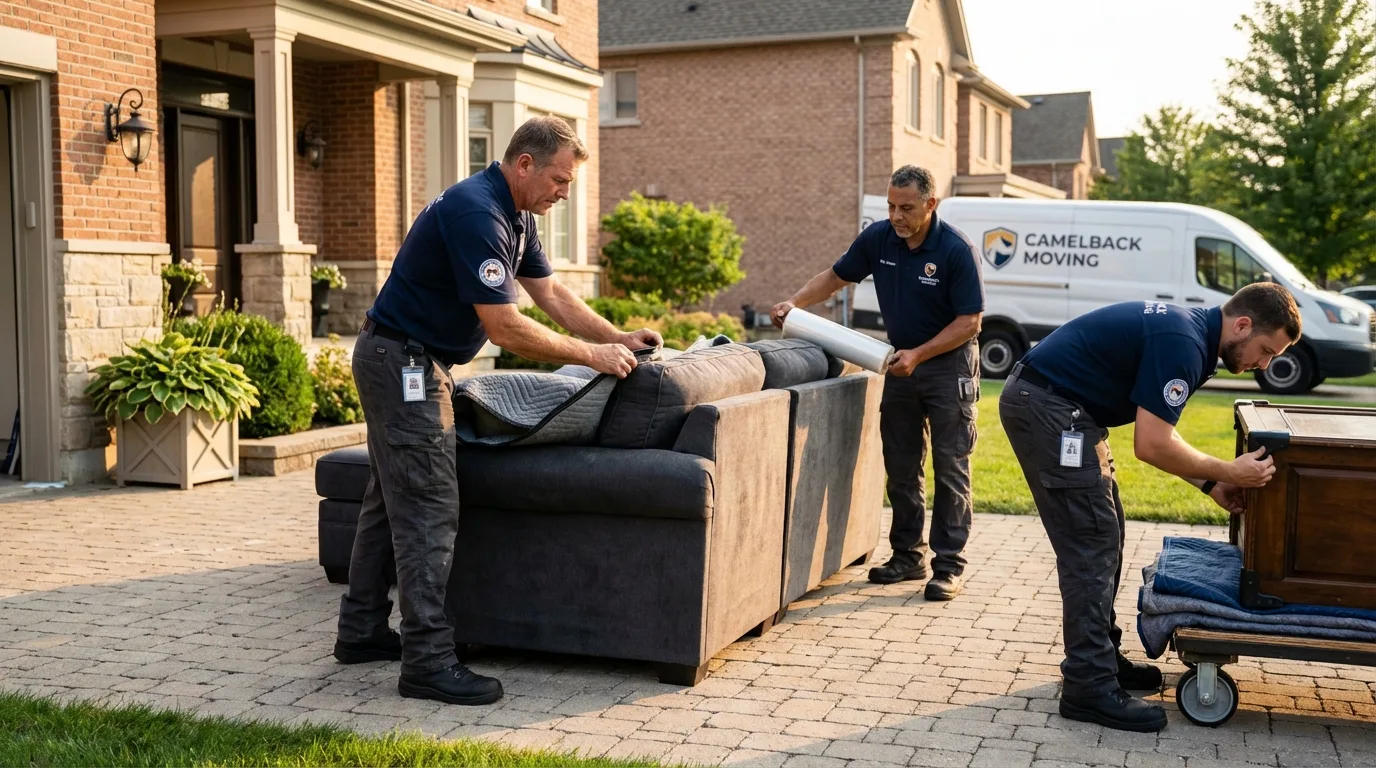 Large estate moving crew wrapping furniture in Erwin, NC