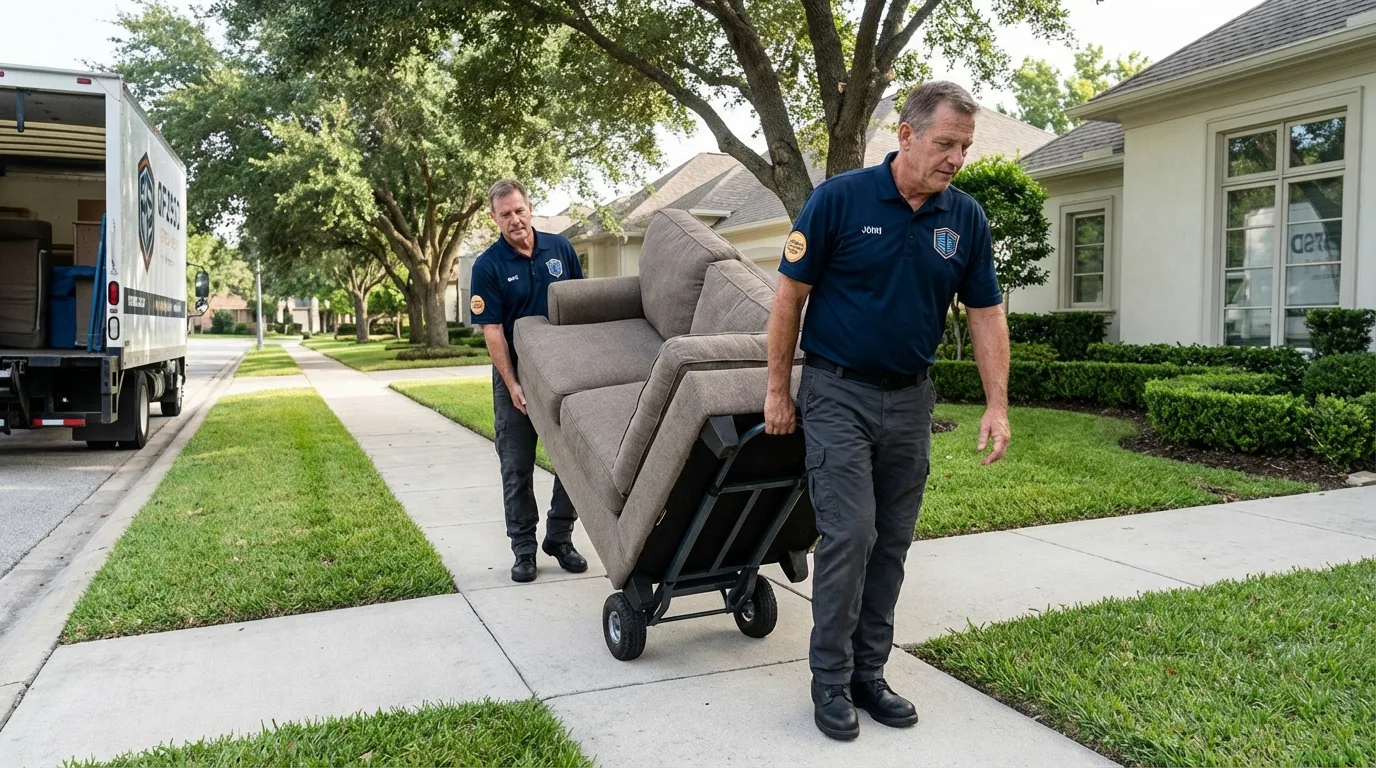 Local residential moving crew loading furniture in Erwin, NC